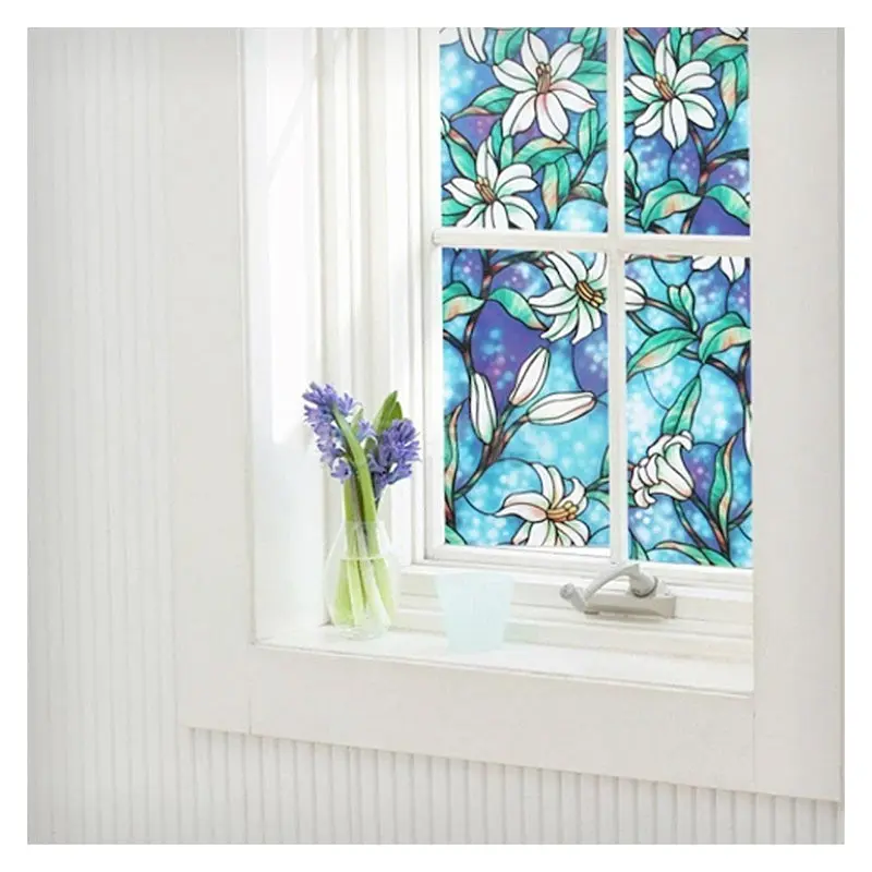 BDF 1CGB Window Film Floral Stained Glass Non-Adhesive Static Cling - Image 6