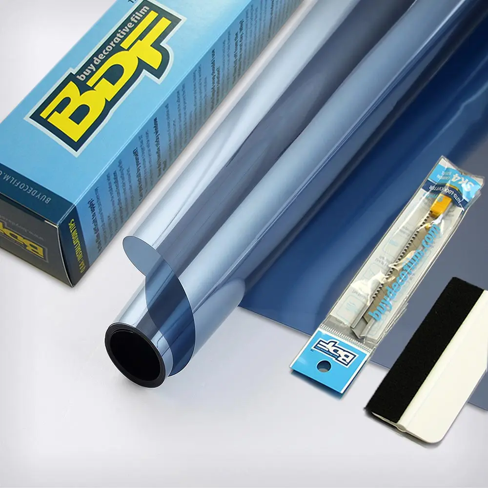 BDF 1SBL Window Film Static Cling Heat Rejection and Daytime Privacy Silver & Blue - Image 4