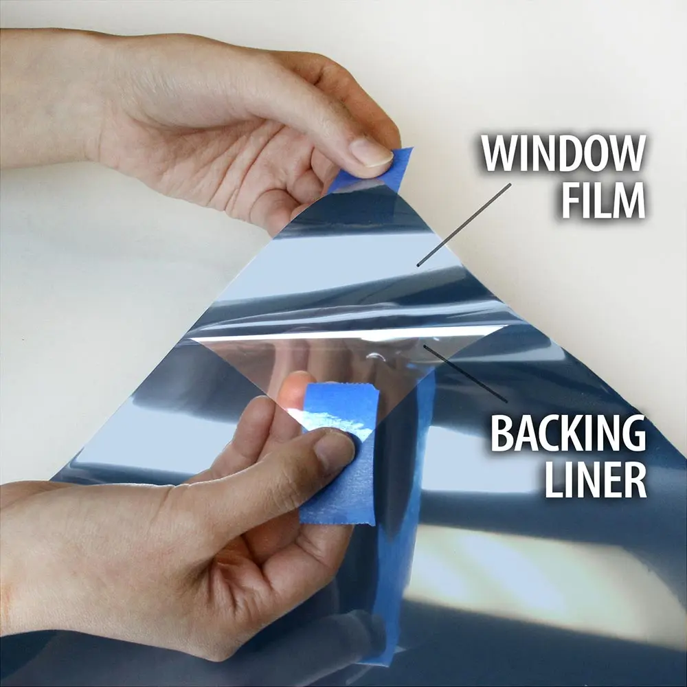 BDF 1SBL Window Film Static Cling Heat Rejection and Daytime Privacy Silver & Blue - Image 6
